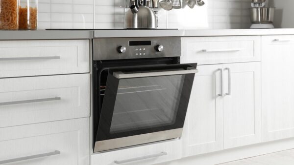 Close up image of a microwave oven in kitchen