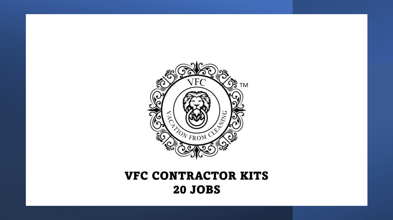 Logo of VFC 8 PRODUCT SUPPLY KIT on a presentation slide titled "VFC 8 PRODUCT SUPPLY KIT contractor kits 20 jobs".